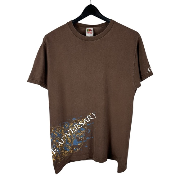 Vintage Y2K The Adversary’s Rock Band Music Brown Graphic Shirt Size M - Picture 1 of 8